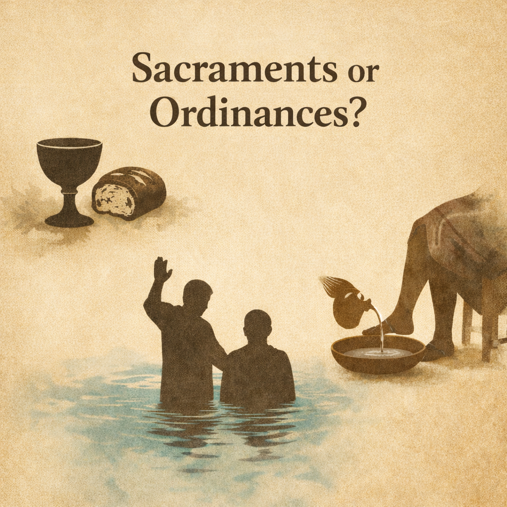 Sacraments or Ordinances? feet washing, baptism and lords supper image