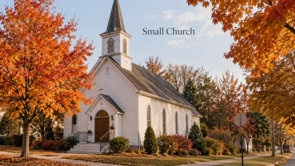 SMall church autumn scene